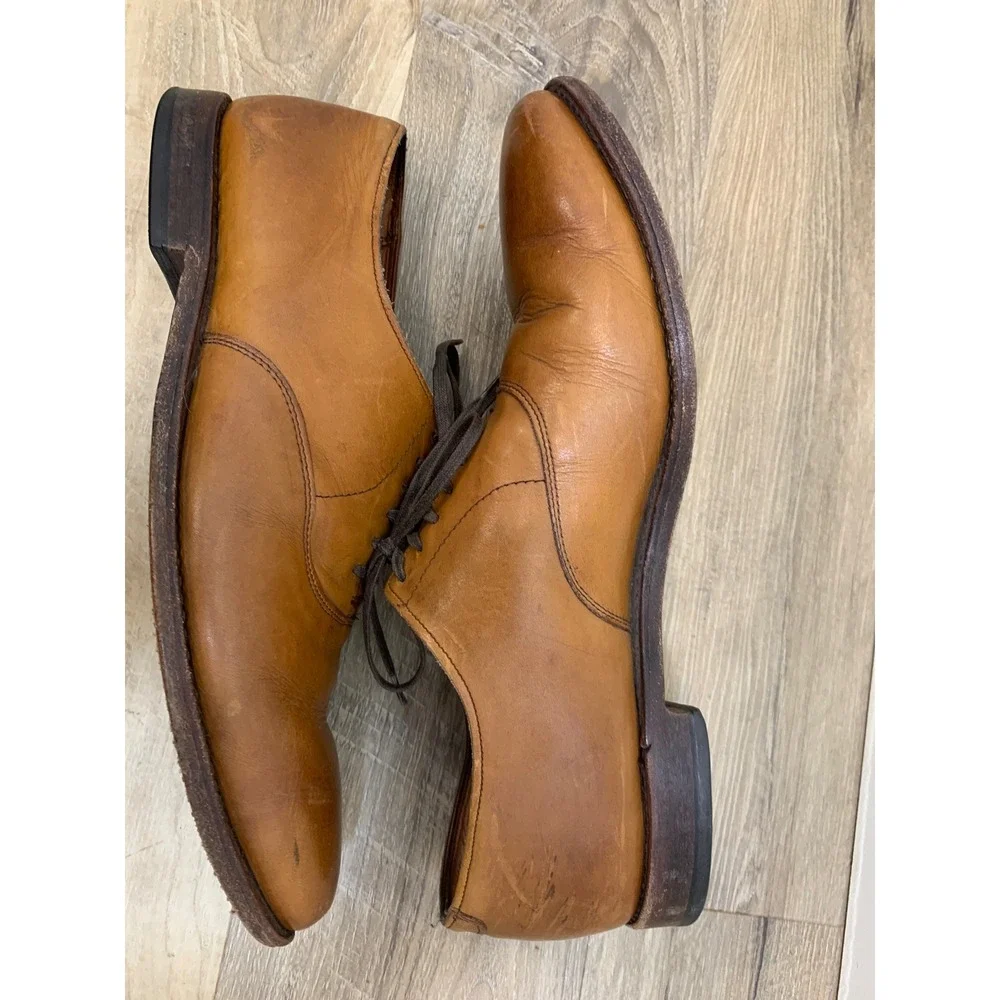 Allen Edmonds 8832 Plain Toe Blucher 11.5D Tan Leather Quiet Luxury Classic Mens